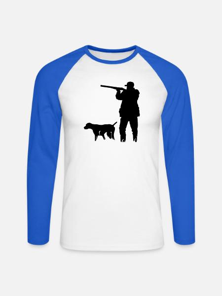 Hunter - Unisex Long Sleeve Baseball T-Shirt - white/royal blue
