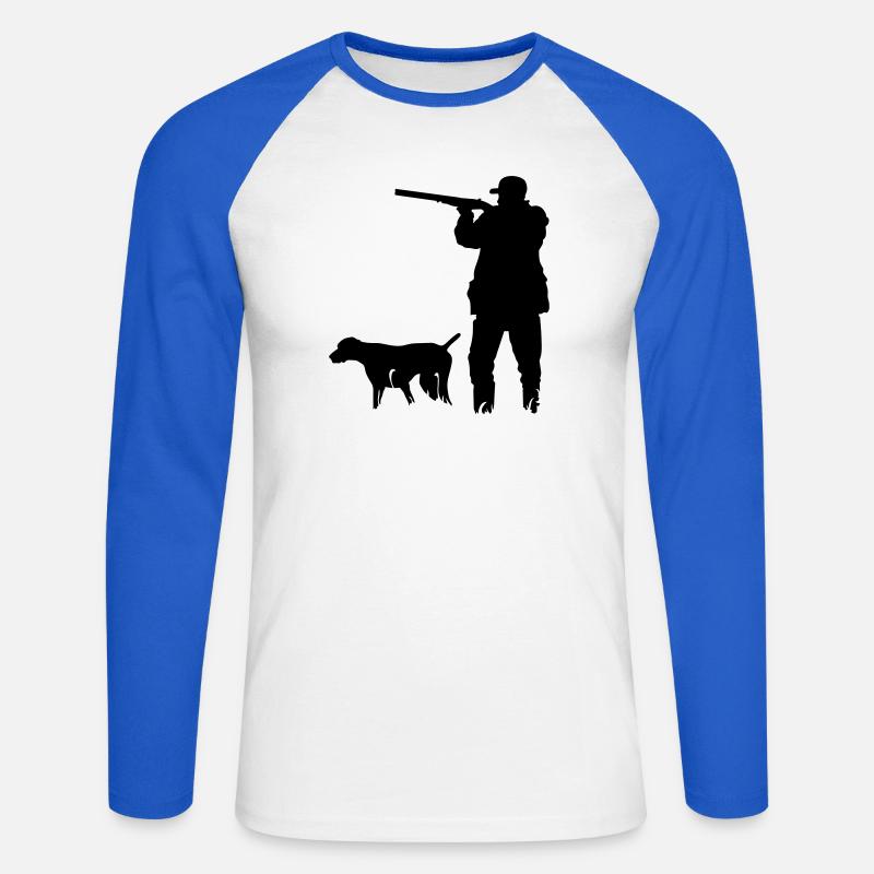 Jäger - Unisex Baseballshirt langarm - Weiß/Royalblau