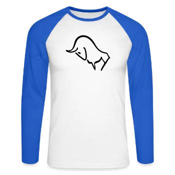stier - T-shirt baseball manches longues Homme - blanc/bleu royal - Devant - Nik (191cm)