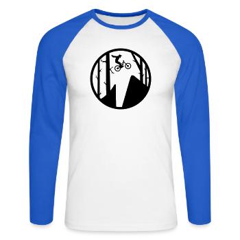MTB Nohander - Unisex Long Sleeve Baseball T-Shirt - white/royal blue - Front - Nik (191cm)