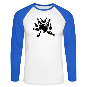 Cone and ball - Unisex Long Sleeve Baseball T-Shirt - white/royal blue - Front - Nik (191cm)