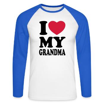 I love my grandma - Unisex Long Sleeve Baseball T-Shirt - white/royal blue - Front - Nik (191cm)
