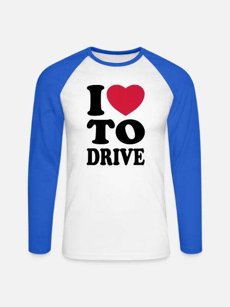 I love to drive - Ik hou van om te rijden - Mannen baseballshirt lange mouw - wit/koningsblauw