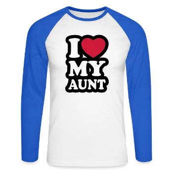 I love my aunt - Ich liebe meine Tante - Unisex Baseballshirt langarm - Weiß/Royalblau - Vorne - Nik (191cm)