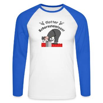 Schornsteinfeger Glücksbringer - Unisex Baseballshirt langarm - Weiß/Royalblau - Vorne - Nik (191cm)