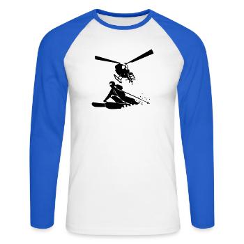 Heliskiing - T-shirt baseball manches longues Homme - blanc/bleu royal - Devant - Nik (191cm)