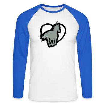 Ein pferd - Unisex Baseballshirt langarm - Weiß/Royalblau - Vorne - Nik (191cm)