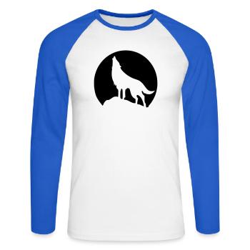 Wolf - Mond - Unisex Baseballshirt langarm - Weiß/Royalblau - Vorne - Nik (191cm)