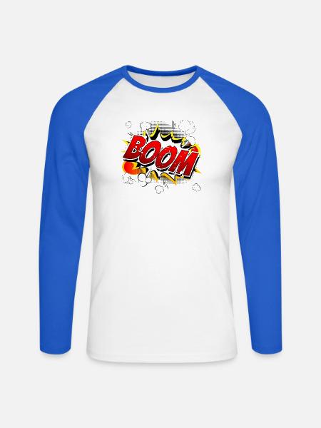 Boom Comic Graphic - Unisex Long Sleeve Baseball T-Shirt - white/royal blue