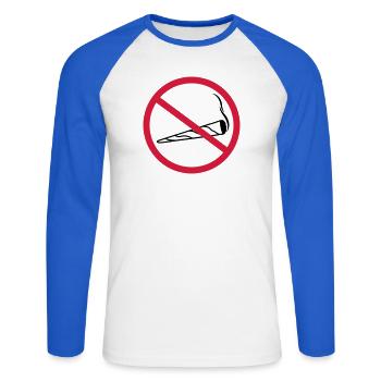 joint verboten schild zone keine clipart logo hanf - Unisex Baseballshirt langarm - Weiß/Royalblau - Vorne - Nik (191cm)