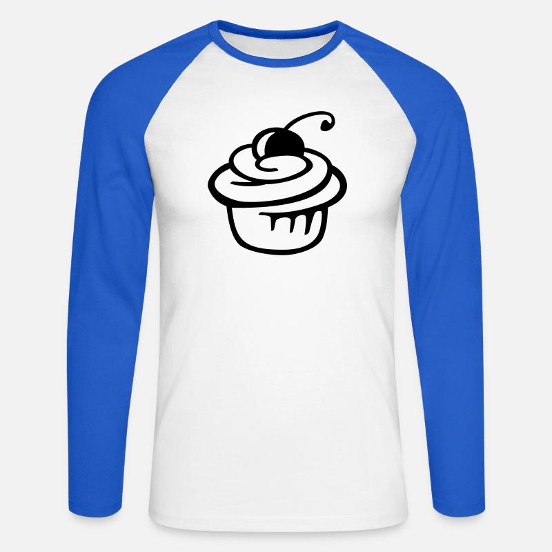 Cupcake Kirsche – Süßer Kuchen & Partyspaß - Unisex Baseballshirt langarm - Weiß/Royalblau