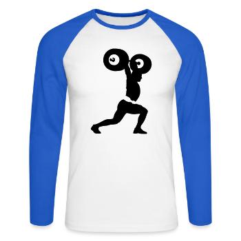 weightlifter - Unisex Long Sleeve Baseball T-Shirt - white/royal blue - Front - Nik (191cm)