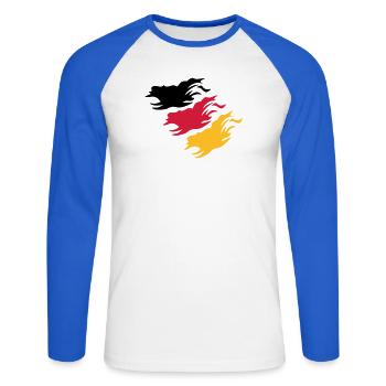 Design Germany - Unisex Long Sleeve Baseball T-Shirt - white/royal blue - Front - Nik (191cm)