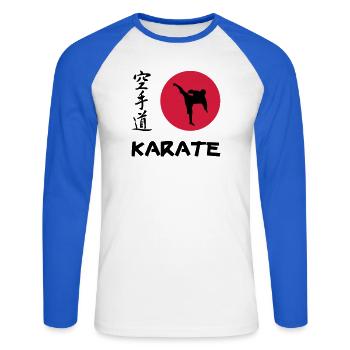 Karate - T-shirt baseball manches longues Homme - blanc/bleu royal - Devant - Nik (191cm)