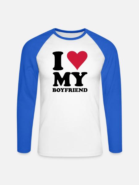 I Love My Boyfriend - Unisex Baseballshirt langarm - Weiß/Royalblau