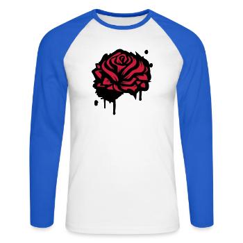 A rose as a graffiti - Unisex Long Sleeve Baseball T-Shirt - white/royal blue - Front - Nik (191cm)