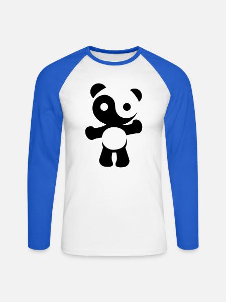panda teddy yinyang - Unisex Baseballshirt langarm - Weiß/Royalblau
