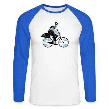 Transport Douceur - T-shirt baseball manches longues Homme - blanc/bleu royal - Devant - Nik (191cm)