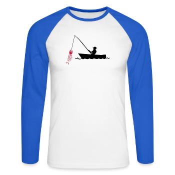 pêcheur - T-shirt baseball manches longues Homme - blanc/bleu royal - Devant - Nik (191cm)