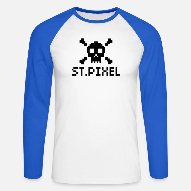 ST.Pixel heilige Pixel Nerd Motiv - Unisex Baseballshirt langarm - Weiß/Royalblau