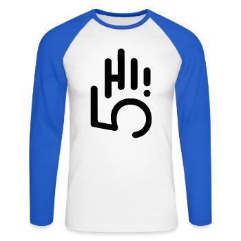 HI5 hi five - Unisex Baseballshirt langarm - Weiß/Royalblau - Vorne - Nik (191cm)