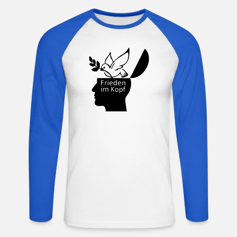 Frieden Peace Liebe Friede Weltfrieden - Unisex Baseballshirt langarm - Weiß/Royalblau