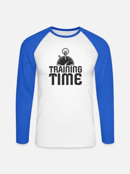 Training Motivation Kraftsport Fitness gym Symbol - Unisex Baseballshirt langarm - Weiß/Royalblau