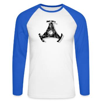 Single Stern Schallplatten Adapter 45 rpm Shadow - Unisex Baseballshirt langarm - Weiß/Royalblau - Vorne - Nik (191cm)