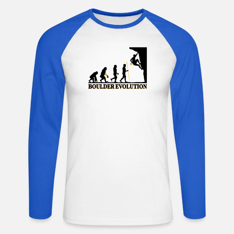 Boulder Evolution Klettern Bergsteigen Spruch - Unisex Baseballshirt langarm - Weiß/Royalblau
