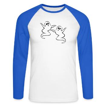 gespenster geist halloween - Unisex Baseballshirt langarm - Weiß/Royalblau - Vorne - Nik (191cm)