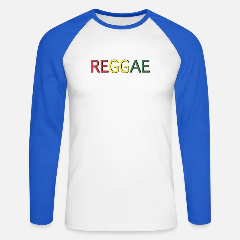 Reggae Farbcode Schriftzug - Unisex Baseballshirt langarm - Weiß/Royalblau