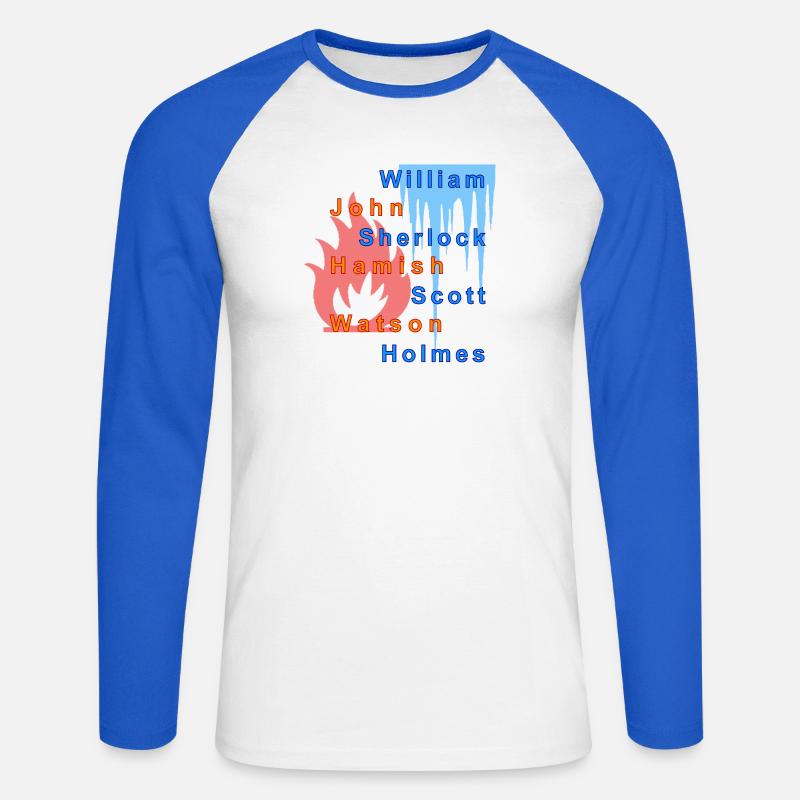 Feuer und Eis - Unisex Baseballshirt langarm - Weiß/Royalblau