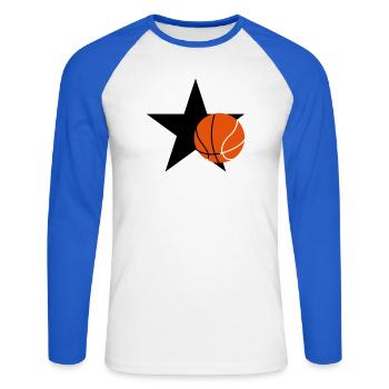 Basketball - Basket Ball - Game - Sport - Player - Unisex Long Sleeve Baseball T-Shirt - white/royal blue - Front - Nik (191cm)