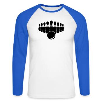 kegeln kegelclub - Unisex Baseballshirt langarm - Weiß/Royalblau - Vorne - Nik (191cm)