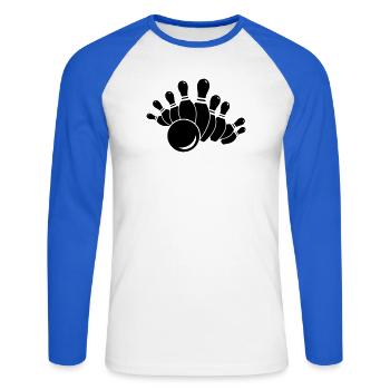 sport kegeln - Unisex Baseballshirt langarm - Weiß/Royalblau - Vorne - Nik (191cm)