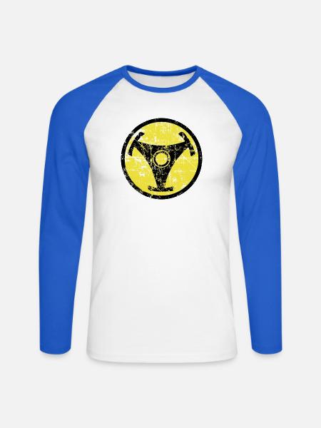 Atomic Vinyl 45rpm Nuklear Design - Unisex Baseballshirt langarm - Weiß/Royalblau