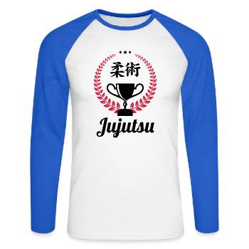 Jujutsu Jiu Jitsu Jiujitsu Ju-jitsu Jiu-jitsu - Unisex Long Sleeve Baseball T-Shirt - white/royal blue - Front - Nik (191cm)