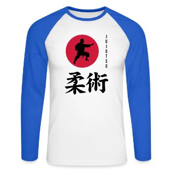 Jujutsu Jiu Jitsu Jiujitsu Ju-jitsu Jiu-jitsu - Unisex Long Sleeve Baseball T-Shirt - white/royal blue - Front - Nik (191cm)