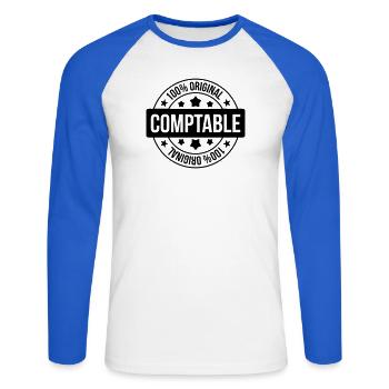 Accountant / Accounting / Comptable / Comptabilité - Unisex Long Sleeve Baseball T-Shirt - white/royal blue - Front - Nik (191cm)
