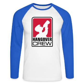 hangover crew logo - Unisex Baseballshirt langarm - Weiß/Royalblau - Vorne - Nik (191cm)