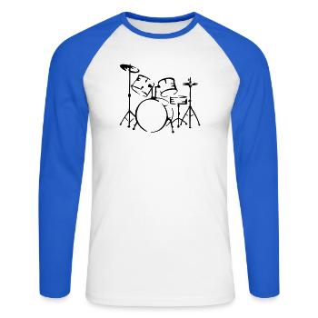 drum - Unisex Long Sleeve Baseball T-Shirt - white/royal blue - Front - Nik (191cm)