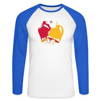 zwei leuchtend leckere Eissorten am Stil - Unisex Baseballshirt langarm - Weiß/Royalblau - Vorne - Nik (191cm)
