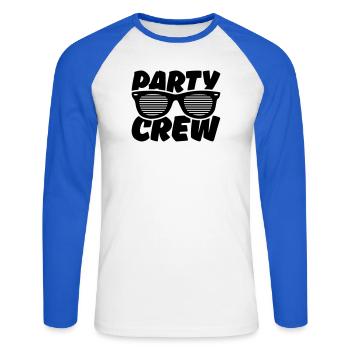party crew - Unisex Baseballshirt langarm - Weiß/Royalblau - Vorne - Nik (191cm)