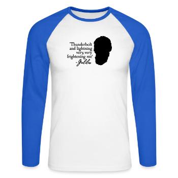 Galileo - Thunderbolt and lightning very... 2clr - Unisex Baseballshirt langarm - Weiß/Royalblau - Vorne - Nik (191cm)
