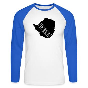 Zimbabwe - Unisex Baseballshirt langarm - Weiß/Royalblau - Vorne - Nik (191cm)