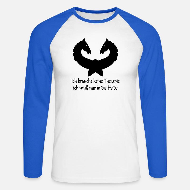 Lüneburger Heide Pferde - Unisex Baseballshirt langarm - Weiß/Royalblau