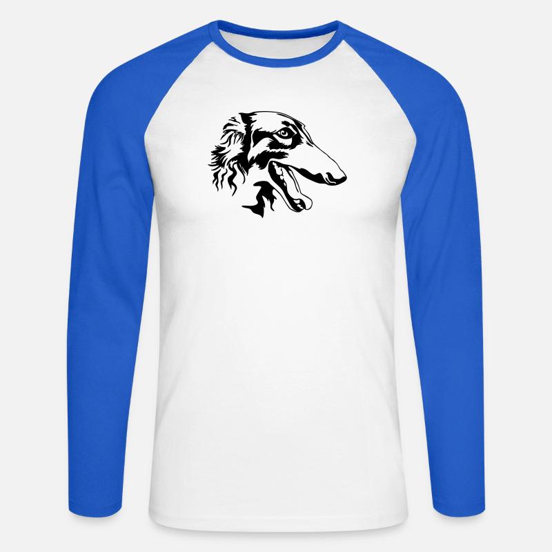 Barsoi Kopf - Unisex Baseballshirt langarm - Weiß/Royalblau