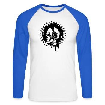Skull with headphones in the professional - Unisex Long Sleeve Baseball T-Shirt - white/royal blue - Front - Nik (191cm)
