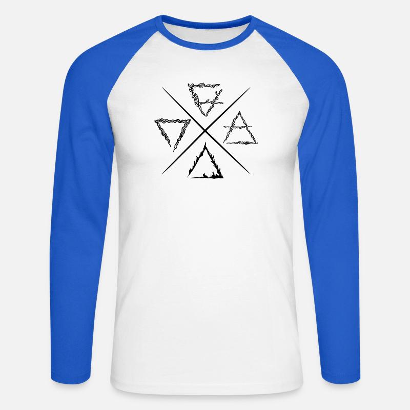 Vier Elemente Symbole - Unisex Baseballshirt langarm - Weiß/Royalblau
