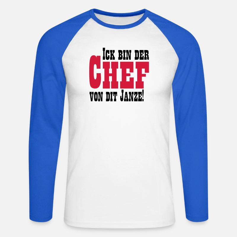 Chef von dit janze - Unisex Baseballshirt langarm - Weiß/Royalblau